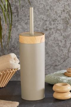 Flora Bambu Desen WC Klozet Fırçası Plastik, Tuvalet Banyo WC Temizleme Fırçası Kahve