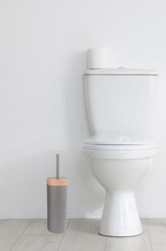 Flora Bambu Desen WC Klozet Fırçası Plastik, Tuvalet Banyo WC Temizleme Fırçası Kahve
