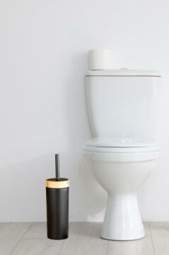 Flora Bambu Desen WC Klozet Fırçası Plastik, Tuvalet Banyo WC Temizleme Fırçası Siyah