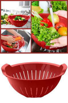 Flosoft Makarna Süzgeci 25 cm, Kulplu Sebze Meyve Yıkama Süzgeci 2,5 litre