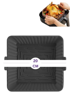 Onikiden Yanmaz Yapışmaz Airfryer Silikon Kare Pişirme Kabı SL101 - Tüm Fritözlerle Uyumlu 20x20cm
