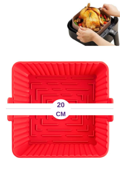 Onikiden Yanmaz Yapışmaz Airfryer Silikon Kare Pişirme Kabı SL101 - Tüm Fritözlerle Uyumlu 20x20cm