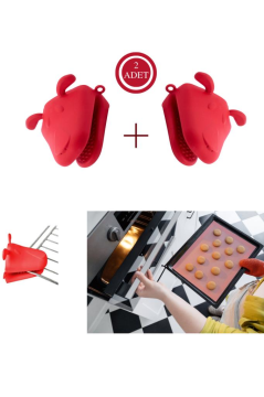 Onikiden Airfryer Silikon Pişirme Kabı ve 2 Adet Isı Yalıtımlı Fırın Eldiveni Tutacağı Seti