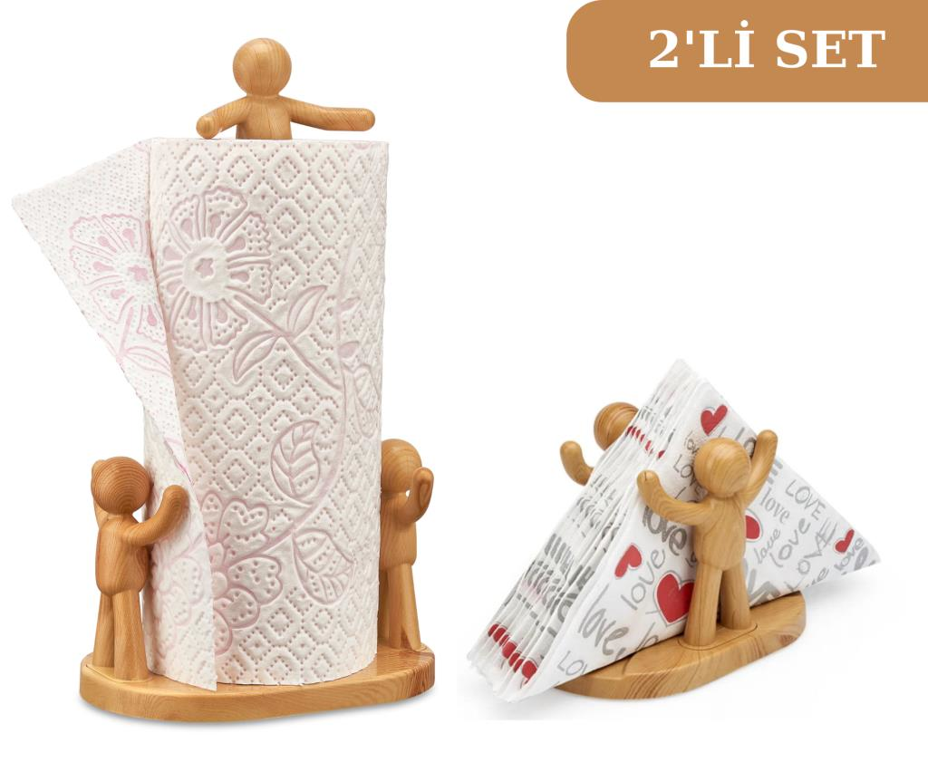 Flora Bay Kağıt Havluluk ve Peçetelik 2'li Set (Meşe Görünümlü)
