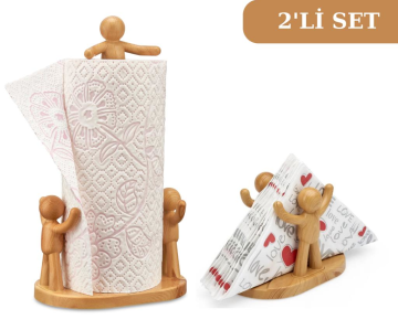 Flora Bay Kağıt Havluluk ve Peçetelik 2'li Set (Meşe Görünümlü)