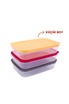 3'lü Saklama Kabı Derin Dondurucu Kapaklı Buzdolabı Buzluk Düzenleyici Buzluk Kıyma Kutusu Küçük Boy 3x1300ml