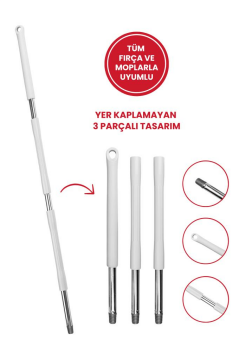 Tüm Vidalı Fırça ve Temizlik Gereçleriyle Uyumlu Mop Sapı, 3 Parçalı, Ayrılabilir, Çok Amaçlı