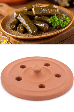 Elizi Çömlekleri Toprak Dolma Taşı, Toprak Güveç Sarma Dolma Taşı Kapağı Orta Boy 23 cm