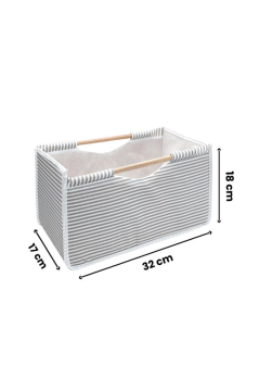 Flosoft Çok Amaçlı Kutu, Dolap Raf Düzenleyici, Dekoratif Ahşap Saplı Saklama Kutusu 32x17x18 cm