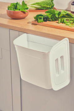Flosoft Dolap İçi Kapaklı Asılabilir Çöp Kovası, Dolap Kapağı Askılı Çöp Kutusu 7 litre