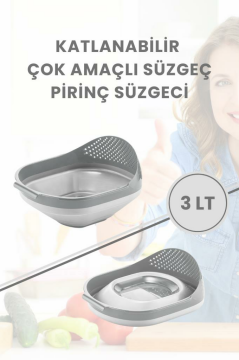 Katlanır Pirinç Süzgeci - Akordiyon Katlanabilir Süzgeç GRİ
