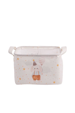 Tavşan Desenli Kulplu Dikdörtgen Bebek Çocuk Odası Düzenleyici Organizer 24x18x17 cm