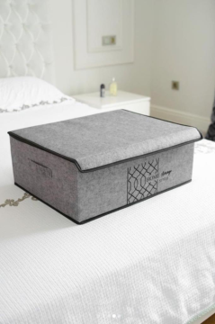 Flosoft Keçe Kapaklı Baza Hurcu, Çok Amaçlı Düzenleyici Organizer Kapaklı Kutu 50x40x19 Cm
