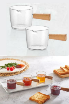 Flosoft Ahşap Detaylı 2’li Sosluk ve 2’li Tuzluk Takımı (2 Adet Sosluk + 2 Adet Tuzluk) 4’lü Set