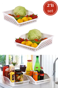 2 Adet Buzdolabı Düzenleyici, Çok Amaçlı Dolap Içi Organizer Sepet Geniş 2’li Set