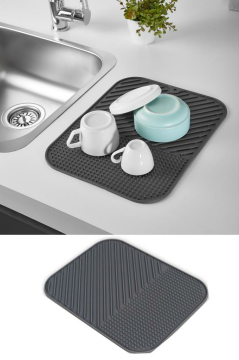 Kaydırmaz Silikon Bulaşık Matı, Çok Amaçlı Kurutmalık Lavabo Buzluk Halısı 36x28cm