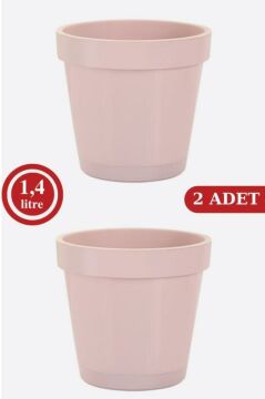 Istanbul Saksı 1,4 Litre, Dekoratif Tabaklı 2 No Saksı 2 Adet