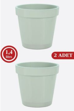 Istanbul Saksı 1,4 Litre, Dekoratif Tabaklı 2 No Saksı 2 Adet
