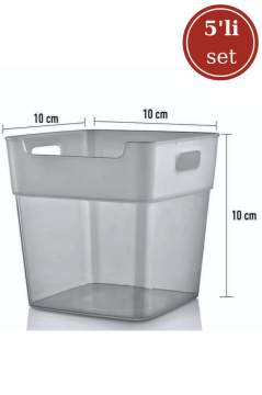 Flosoft 5 Adet Buzdolabı Düzenleyici, Çok Amaçlı Kutu, Çekmece Dolap İçi Organizer 5’li Set Antrasit