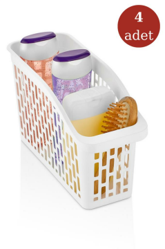 Flosoft 4 Adet Buzdolabı Sepeti, Mutfak Banyo Dolap İçi Düzenleyici Organizer 4’lü Set (13x30x15cm)