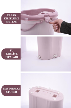 Flora Trio 3 Bölmeli Tablet Mop Temizlik Seti 14lt, 4 Adet Yedek Mikrofiber Bez Hediyeli
