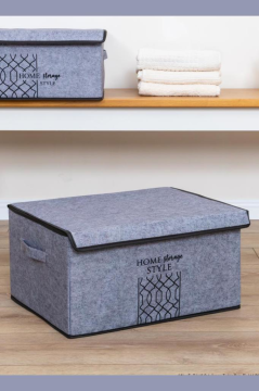 Keçe Kapaklı Maxi Baza Hurcu, Çok Amaçlı Düzenleyici Kutu Organizer Sandık Maxi Boy 47x37x24 Cm