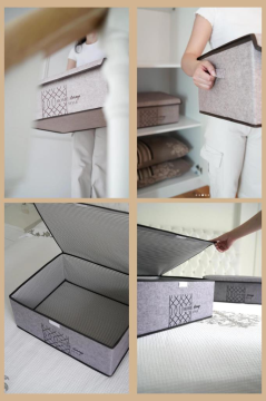 Keçe Kapaklı Maxi Baza Hurcu, Çok Amaçlı Düzenleyici Kutu Organizer Sandık Maxi Boy 47x37x24 Cm