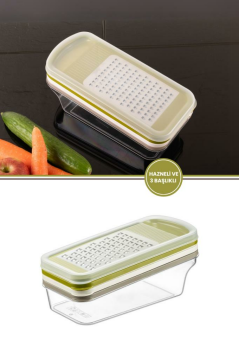 MultiPrep Mandolin Rende Seti – 3 Başlık ve Hazneli Kapaklı Tasarım