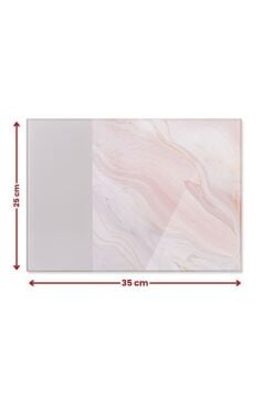Flora Cam Kesme Tahtası, Temperli Isıya Kırılmaya Dayanıklı Kesim Panosu 25x35 cm VİZON MERMER DESEN