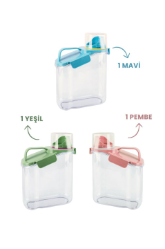 Flora Çok Fonksiyonlu Un, Bakliyat, Deterjan Saklama Kabı (Contalı Sızdırmaz) 1800 ml 3'lü Set