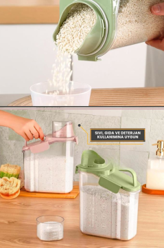 Flora Çok Fonksiyonlu Un, Bakliyat, Deterjan Saklama Kabı (Contalı Sızdırmaz) 1800 ml 3'lü Set