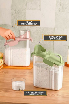 Flora Çok Fonksiyonlu Un, Bakliyat, Deterjan Saklama Kabı (Contalı Sızdırmaz) 1100 ml 3'lü Set