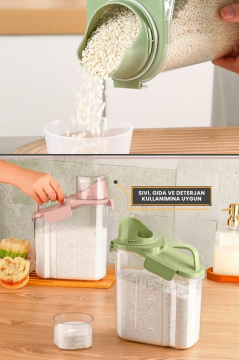 Flora Çok Fonksiyonlu Un, Bakliyat, Deterjan Saklama Kabı (Contalı Sızdırmaz) 1100 ml 3'lü Set