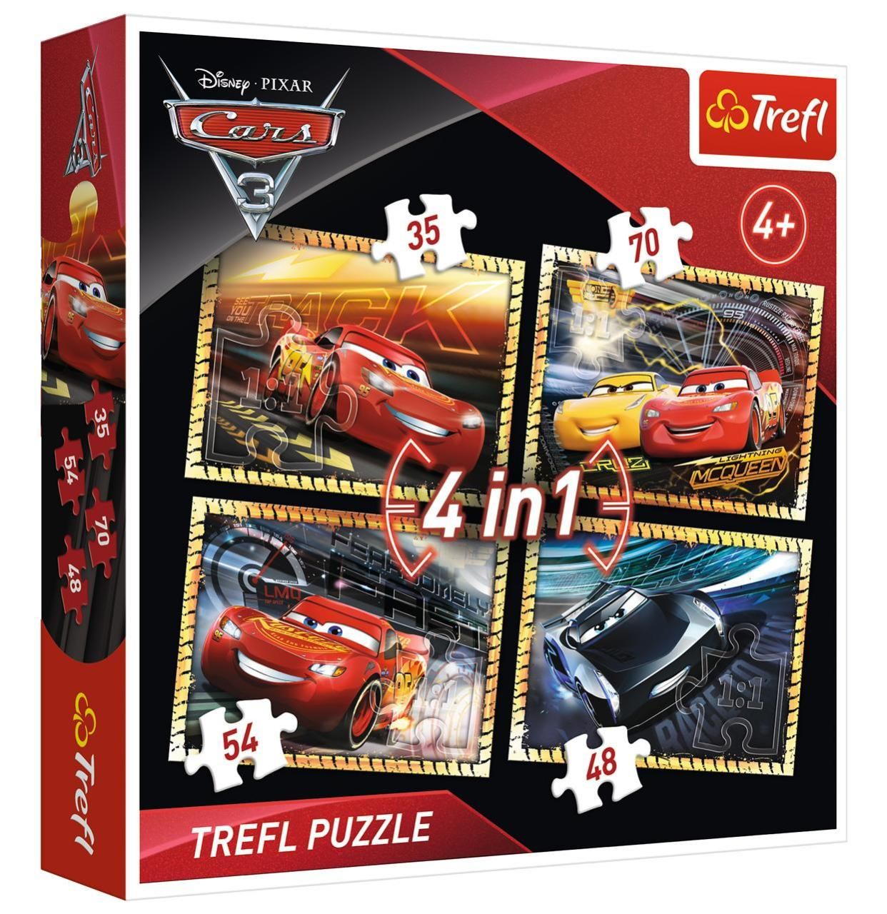 Trefl Puzzle 4in1 35+48+54+70 Parça Ready To Race  Disney Cars 3