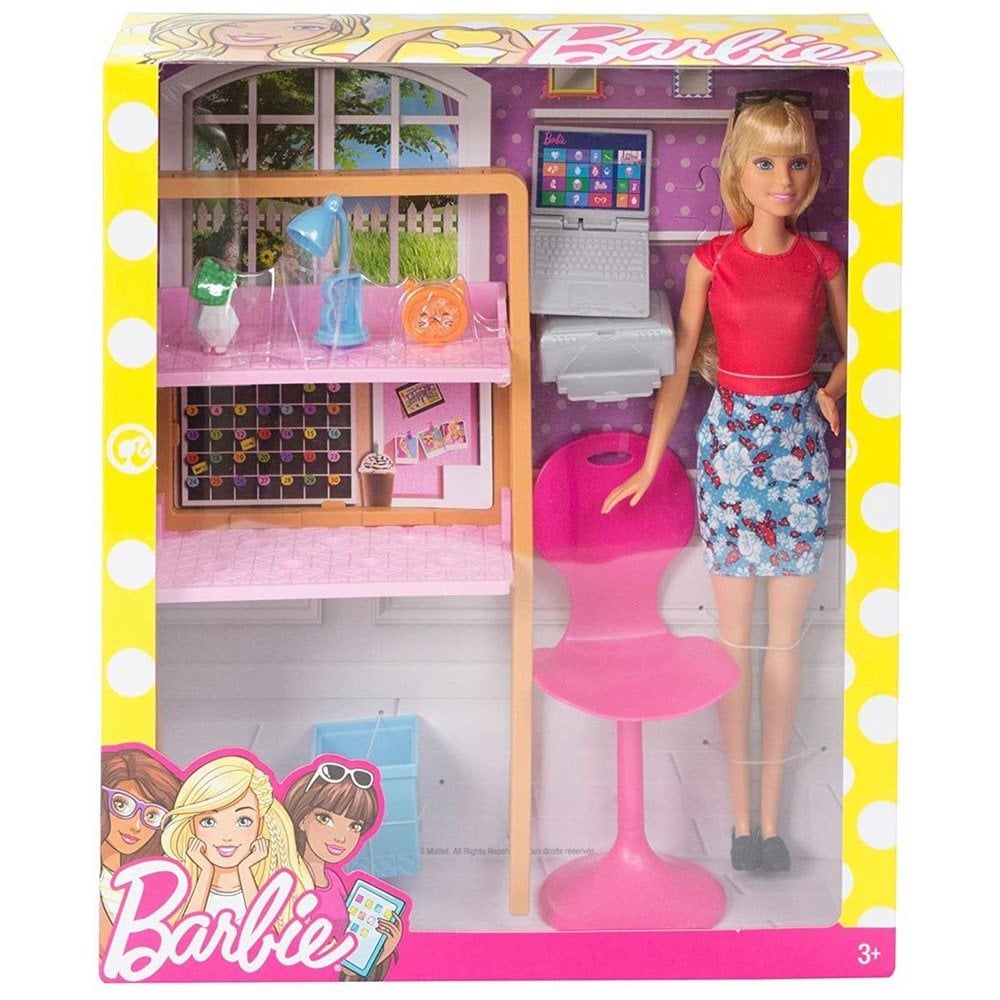 Barbie Oda ve Bebek Seti - Çalışma Masası Sarışın