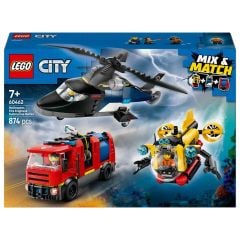 LEGO City Helikopter İtfaiye Kamyonu ve Denizaltı Karışımı Oyuncak Yapım Seti 60462