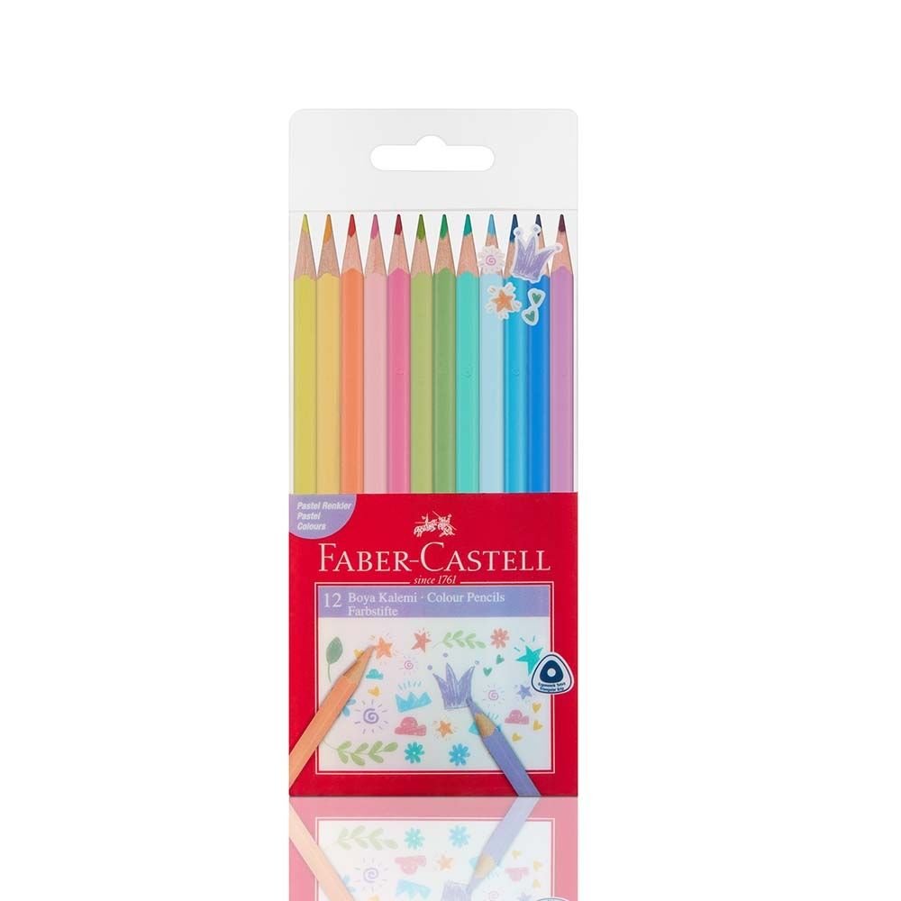 FABER CASTELL ÜÇGEN GÖVDE PASTEL RENKLER KURU BOYA KALEMİ