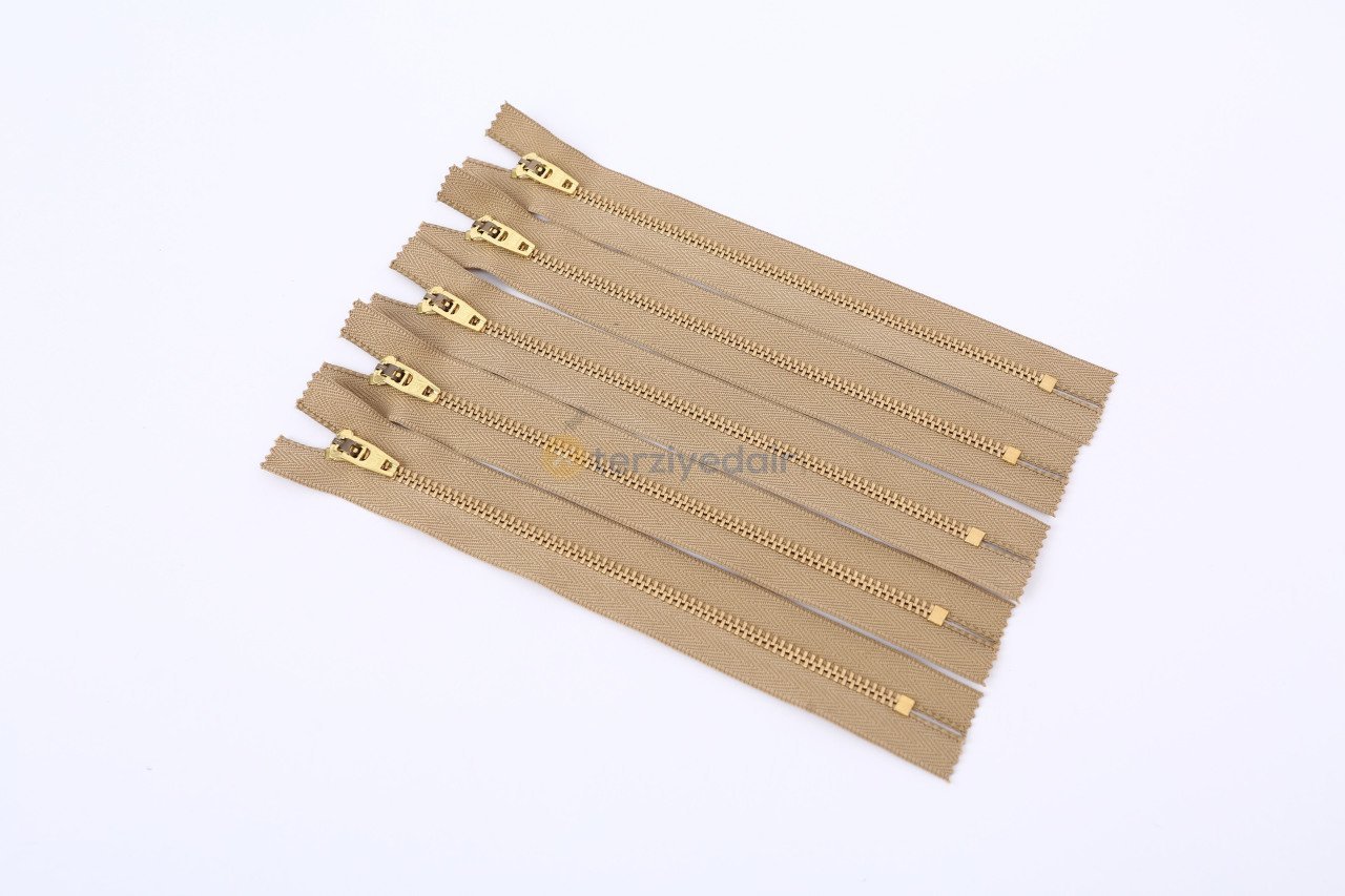 5 Pieces 18cm Dark Beige Metal Zipper