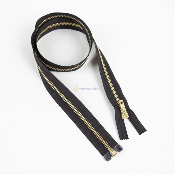 80cm Black Metal Gold Teeth Zipper