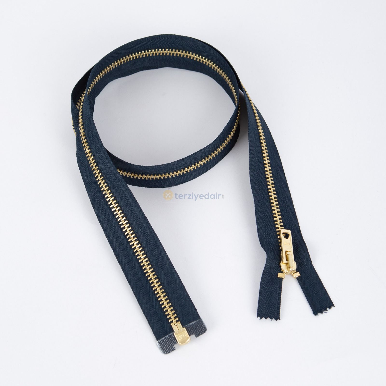80cm Navy Blue Metal Gold Teeth Zipper