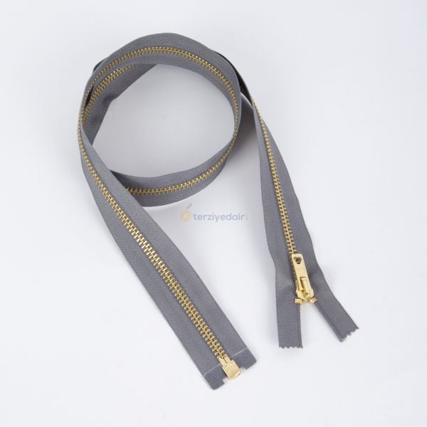 80cm Gray Metal Gold Teeth Zipper