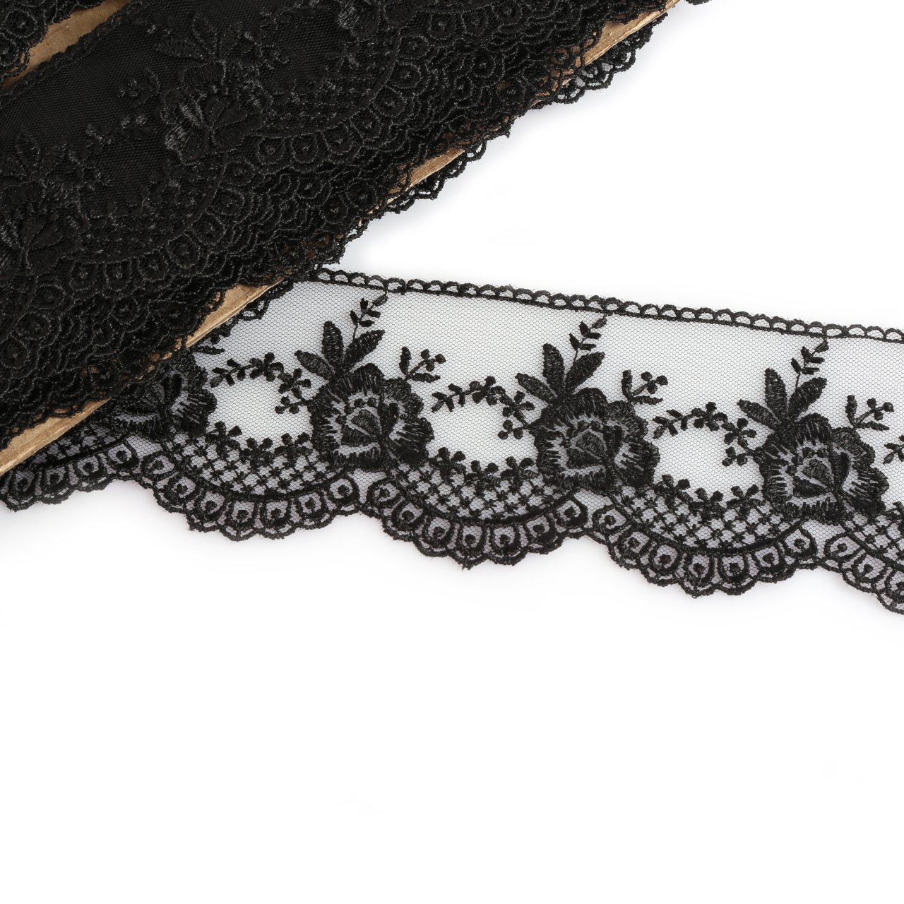 Black Floral Patterned Guipure Lace 67