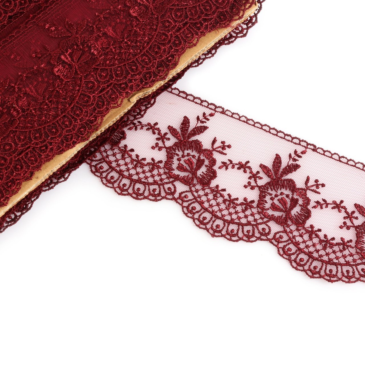 Burgundy Floral Patterned Guipure Lace 67