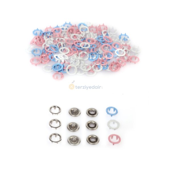 9.5mm Mixed Baby Snaps 100 Pcs