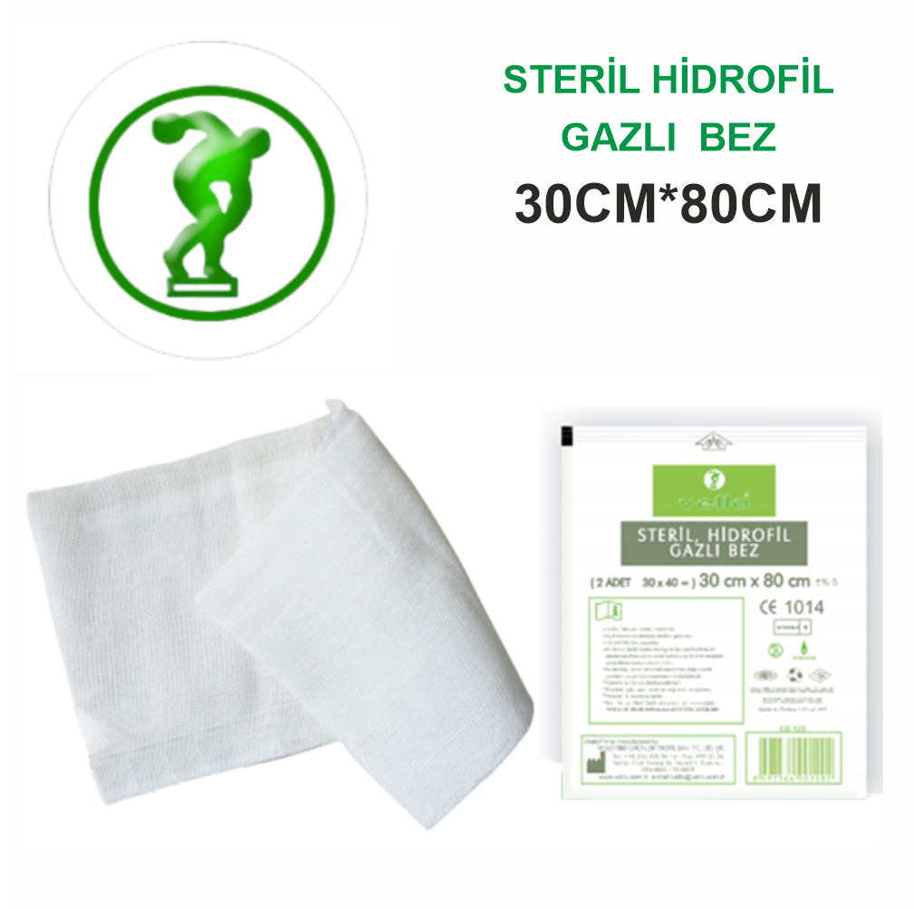 Vello Hidrofil Steril Gazlı Bez 30cm*80cm