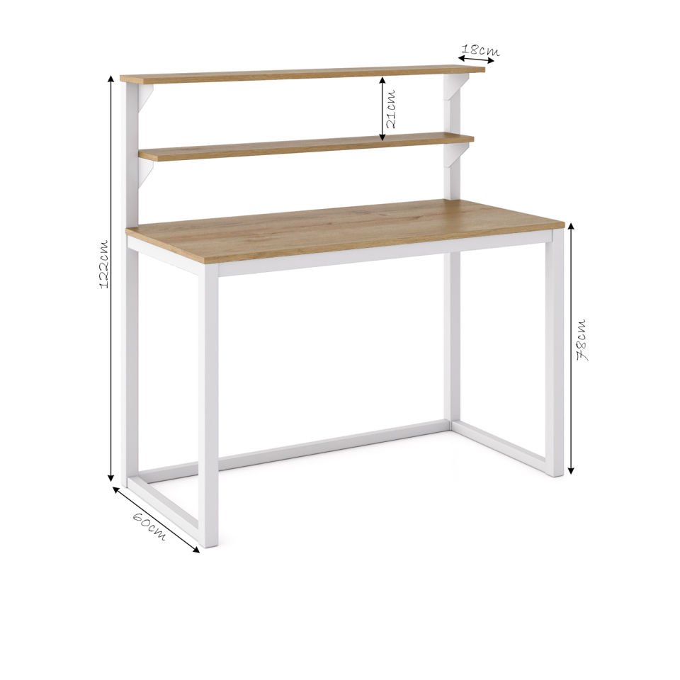 Hercules 120 Çalışma Masası Beyaz-Meşe