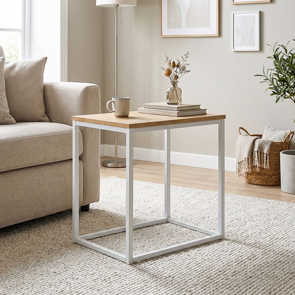 Grace 55 Yan Sehpa Beyaz-Meşe