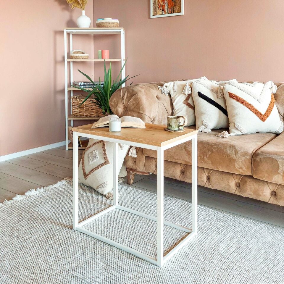 Grace 55 Yan Sehpa Beyaz-Meşe