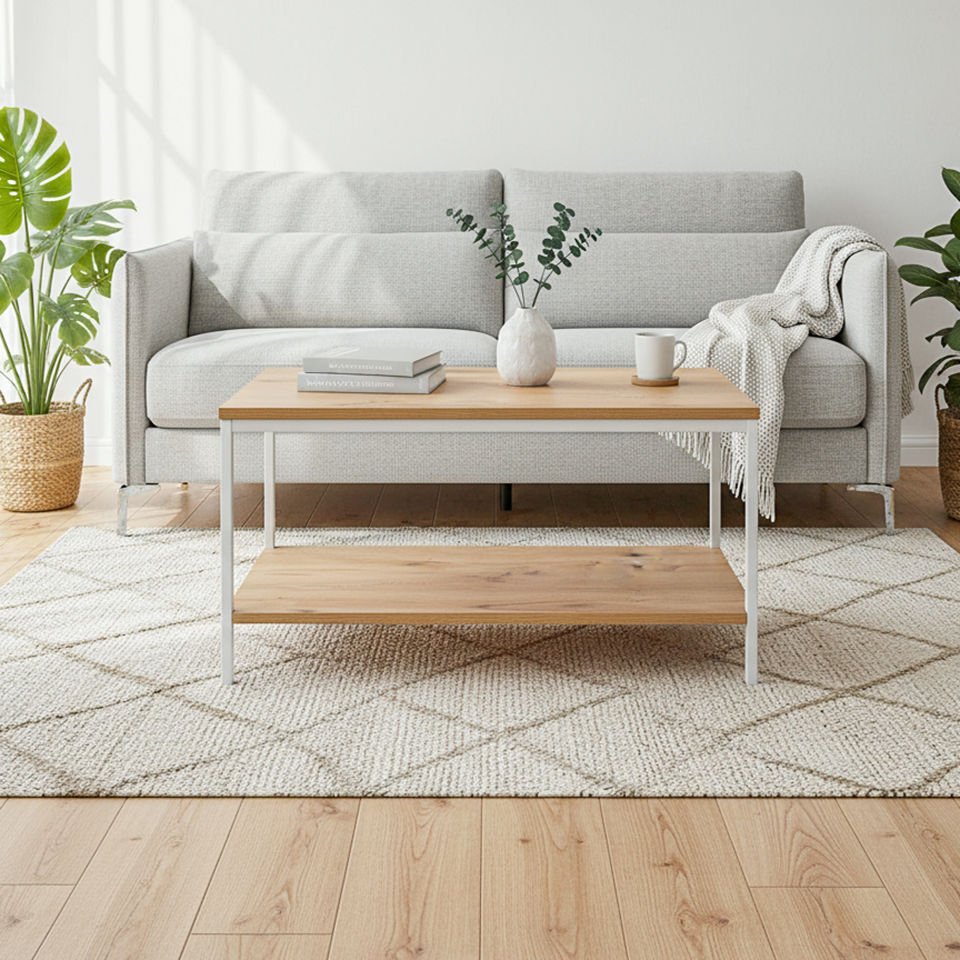 Connell 90 Orta Sehpa Beyaz-Meşe