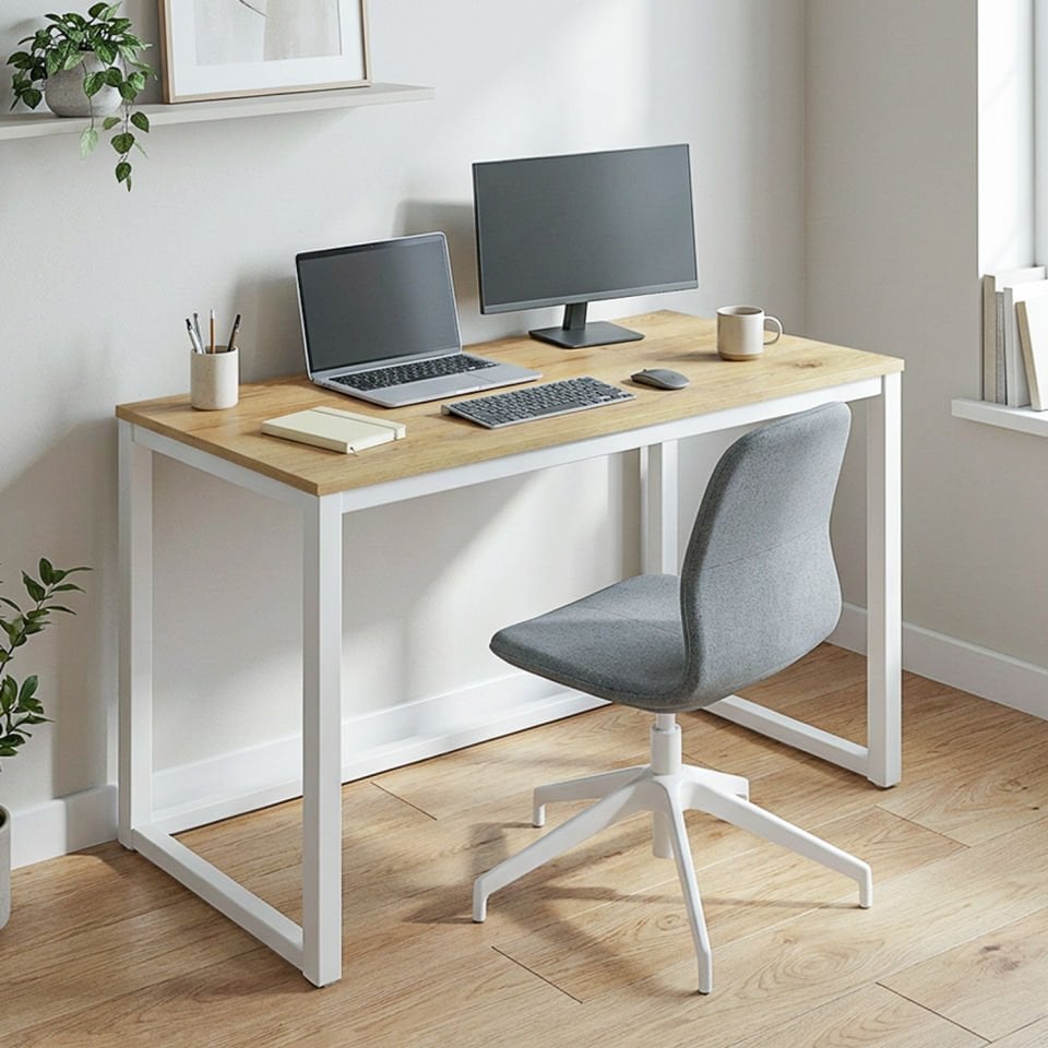 Hector 120 Çalışma Masası Beyaz-Meşe